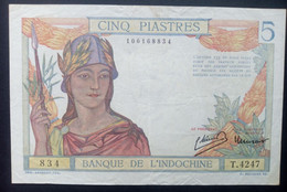 Indochine, Billet De 5 Piastres - Indocina