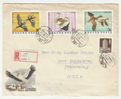 Hungary Letter Cover Posted Registered 1977 Pecs - Birds On Stamps B220901 - Lettres & Documents