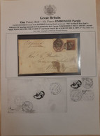 UK GB GREAT BRITAIN 1855 7d Internal Rate Registered Cover Bearing 6d Embossed + 1d Red To Whalley, Cds Blackburn/todmod - Brieven En Documenten