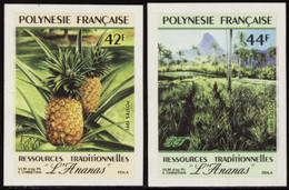 Polynésie Non Dentelés N°374 /375 Ananas (2 Valeurs) Qualité:** - Non Dentelés, épreuves & Variétés