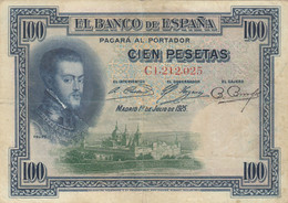 CRBS0418 BILLETE ESPAÑA 100  PESETAS 1925 CON 1 RESELLO MBC- 10 - 100 Pesetas