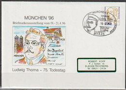 Bund Privat Ganzsache 1996 Nr. PU 350 D2/026a SoSt. München96 75.Todestag Ludwig Thoma  (d 6934 ) - Enveloppes Privées - Oblitérées