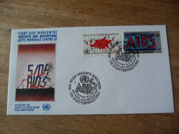 (7) UNITED NATIONS -ONU - NAZIONI UNITE - NATIONS UNIES * FDC 1990 * AIDS - SIDA - Brieven En Documenten