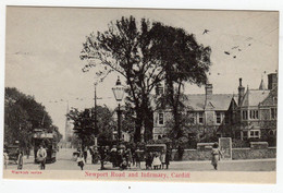 CPA Old Postcard Cardiff Glamorgan Pays De Galles Newport Road And Infirmary Tramway éditeur Warwick - Glamorgan