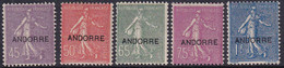 ANDORRE   N°14 /18 Semeuses Lignées 5 Valeurs  Qualité:** Cote:301 - Nuevos