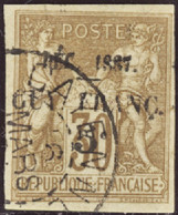 GUYANE   N°7 5c Sur 30c Brun TB Qualité:OBL Cote:1900 - Oblitérés