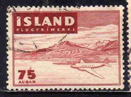 ISLANDA ICELAND ISLANDE 1947 EYJAFJORTHUR 75a USED USATO OBLITERE' - Poste Aérienne