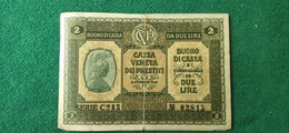 Italia Cassa Veneta 1918 2 Lire - Occupation Autrichienne De Venezia