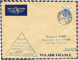 HONG KONG LETTRE PAR AVION AVEC CACHET " OUVERTURE DU TRAFIC POSTAL AERIEN REGULIER HONG KONG HANOI PAR AIR FRANCE ".... - Covers & Documents