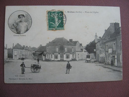 CPA 72 BRULON Place De L'Eglise ANIMEE 1908 " Costume Sarthois " En Médaillon - Brulon