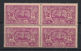 SPM - 1930 - N°Yv. 131 - Bateau 3f Lilas-rose - Bloc De 4 - Neuf Luxe ** / MNH / Postfrisch - Unused Stamps