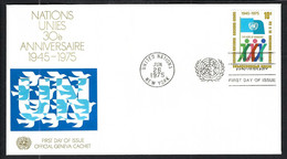 NATIONS UNIES New York 1975: FDC Du 30ème Anniversaire - Lettres & Documents