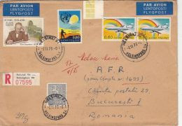 ELIEL SAARINEN, METEOROLOGY, PLANE, COAT OF ARMS, STAMPS ON REGISTERED COVER, 1973, FINLAND - Covers & Documents