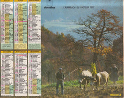 Calendrier De La Poste, Almanach Du Facteur : 1992, Côte D'Or, Scènes De La Vie Paysanne Avec Attelage Chevaux Et Boeufs - Big : 1991-00