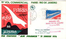 1er Vol Commercial PARIS - RIO De JANEIRO Par Concorde - 21 Janvier 1976 - América Del Sur