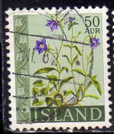 ISLANDA ICELAND ISLANDE ISLAND 1960 1962 FLORA FLOWERS BELLFLOWER 50a USED USATO OBLITERE' - Gebruikt