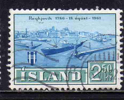 ISLANDA ICELAND ISLANDE ISLAND 1961 MUNICIPAL CHARTER OF REJKJAVICK 2.50k USED USATO OBLITERE' - Gebruikt