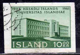 ISLANDA ICELAND ISLANDE ISLAND 1961 UNIVERSITY 50th ANNIVERSARY BUILDING 10k USED USATO OBLITERE' - Gebruikt