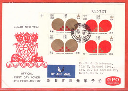 HONG KONG LETTRE FDC DE 1972 ANNEE DU RAT - Brieven En Documenten