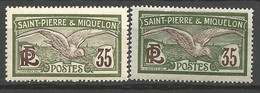 ST PIERRE ET MIQUELON N° 86 X 2 Nuances NEUF* TRACE DE CHARNIERE /  MH - Unused Stamps