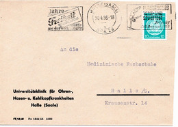 54519 - DDR / Dienst - 1956 - 10Pfg Zirkel Rechts EF A OrtsBf LEIPZIG - II. DEUTSCHES TURN- UND SPORTFEST ... - Gymnastics