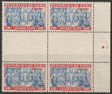 Cuba 1948 Sc 429 Yt 310 Interpanneau Margin Block MNH** - Neufs