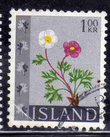ISLANDA ICELAND ISLANDE ISLAND 1960 1962 FLORA FLOWERS IN NATURAL COLORS 1k USED USATO OBLITERE' - Gebraucht