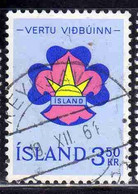 ISLANDA ICELAND ISLANDE ISLAND 1964 ISSUE TO HONOR THE BOY SCOUTS SCOUT EMBLEM 3.50k USED USATO OBLITERE' - Gebraucht