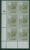 GB WALES 1984 Machin 16p Drab SG W43a Litho Perf. 15x14  Cyl. Q4  Block Of 6  MNH Unmounted Mint - Ganze Bögen & Platten