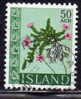 ISLANDA ICELAND ISLANDE ISLAND 1968 FLORA FLOWERS IN NATURAL COLORS 50a USED USATO OBLITERE' - Gebraucht