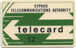 Cyprus - Cyta (GPT) - Cyta Arrow Logo - 11CYPB (Shallow Notch, White Stripe), 1989, 2£, 30.000ex, Used - Zypern