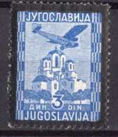 1935. KINGDOM OF YUGOSLAVIA,BLACK FRAME,3 DIN. AIRMAIL,MNH - Luchtpost