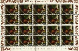 Luxembourg Feuille à 20 Timbres à 0,45+0.05 Euro Ecureuil/Eichhörnchen/Squirrel Timbre De Bienfaisance 2001 - Volledige Vellen