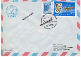 ROMANIA 1982: AEROPHILATELY - FLIGHT TIMISOARA - FRANKFURT, Illustrated Postmark On Cover  - Registered Shipping! - Marcophilie