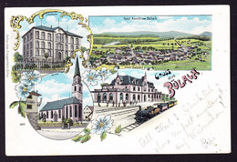 1901 Gelaufene Litho AK: Gruss Aus Bülach. 4 Bildrig Mit Bahnhof. Rückseitig Minim Fleckig - Bülach