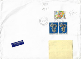 VATICANO,"1971 OGNI UOMO E MIO FRATELLO £,130x2+1987 SINGAPORE £.4000-,PRIORITARIA 2005-TIMBRO POSTE CITTA DEL VATICANO - Storia Postale