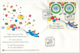 Nations Unies Vienne "Cinquantenaire De L'admist Postale Des N.U." Bloc Obli N° 14 Sur Envel 1er Jour GF 18 Octo 2001 - Briefe U. Dokumente