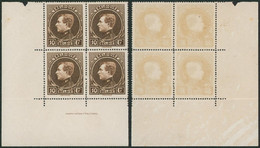 Grand Montenez - N°289** En Bloc De 4 Coin De Feuille + Inscript° Marginale "Galvano Cottens" - 1929-1941 Groot Montenez