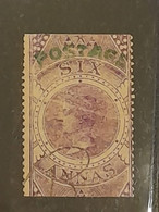 British India INDIA 1854 QV FISCAL/ REVENUE Stamp SG 66 Six Annas Ovpt. POSTAGE Used  As Per Scan - Official Stamps