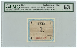 1 LIRA OCCUPAZIONE AMERICANA IN ITALIA MONOLINGUA ASTERISCO 1943 QFDS - Ocupación Aliados Segunda Guerra Mundial