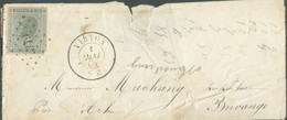 N°17 - 10 Centimes Gris Obll LP. 379 Sur Enveloppe De VIRTON Le 1 Mai 1866 Vers Buvange, Via Arlon - 20036 - 1865-1866 Perfil Izquierdo