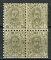 REGNO 1891 EFFIGIE UMBERTO I 45 C. QUARTINA ** MNH - Mint/hinged