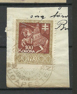 UNGARN HUNGARY 1920 Revenue Tax Steuermarke 100 Korona On Out Out O - Fiscales