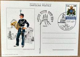 Cartolina Postale Repubblica San Marino 1987 Milite Del Concerto Militare - Brieven En Documenten