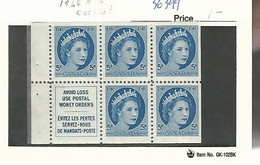 56399 ) Canada Booklet Pane 1954 - Pages De Carnets