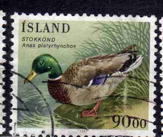 ISLANDA ICELAND ISLANDE ISLAND 1987 BIRD FAUNA BIRDS ANAS PLATYRTHYNCHOS 90.00k USED USATO OBLITERE' - Oblitérés