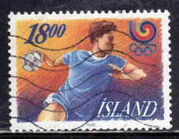 ISLANDA ICELAND ISLANDE ISLAND 1988 SUMMER OLYMPIC GAMES SEOUL OLYMPICS HANDBALL 18k USED USATO OBLITERE' - Oblitérés