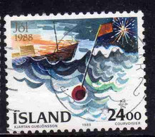 ISLANDA ICELAND ISLANDE ISLAND 1988 CHRISTMAS NATALE NOEL WEIHNACHTEN NAVIDAD 19.00k USED USATO OBLITERE' - Oblitérés