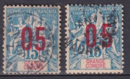 GRANDE COMORE - 1912 - CHIFFRES ESPACES - YVERT N° 22+22A OBLITERES - Oblitérés