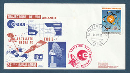 ✈️ Gabon - Trajectoire De Vol Ariane 3 - Satellite Insat C - ECS 5 - Tir Du Lanceur Européen - ESA - 1988 ✈️ - Africa
